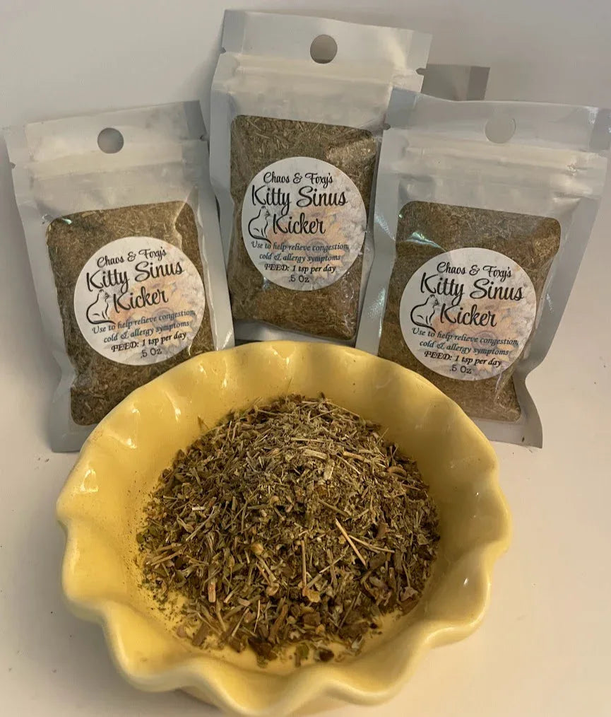 Chaos & Foxy’s Kitty Sinus Kicker Gentle Herbal Support Blend for Feline Respiratory Comfort - smittyslittlefarm