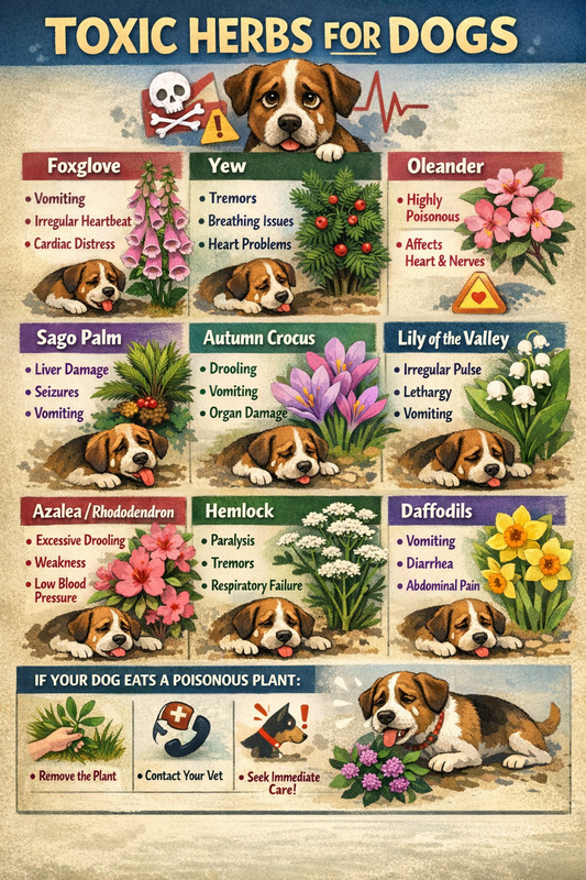 Chart that shows 10 herbs that are toxic to dogs