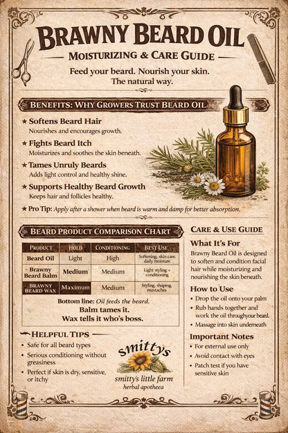 Brawny Beard Oil Natural Beard Oil for Moisture, Comfort & a Well-Groomed Finish - smittyslittlefarm