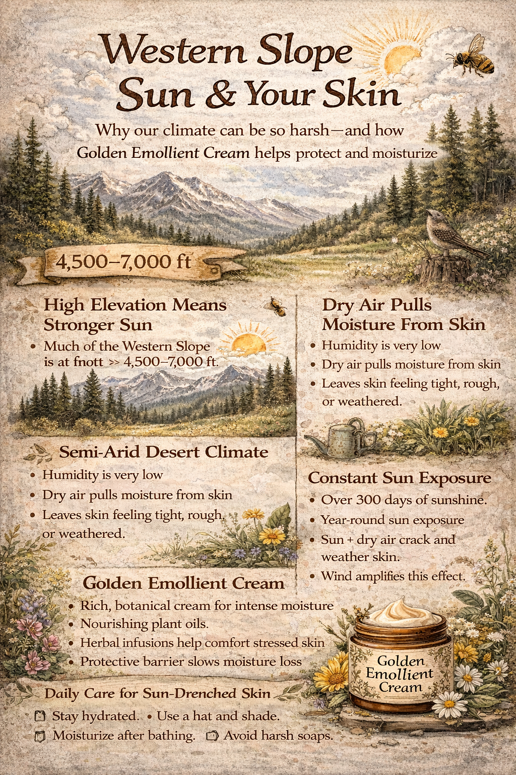 Golden Emollient Lotion ~ Lightweight Moisture for Dry Skin