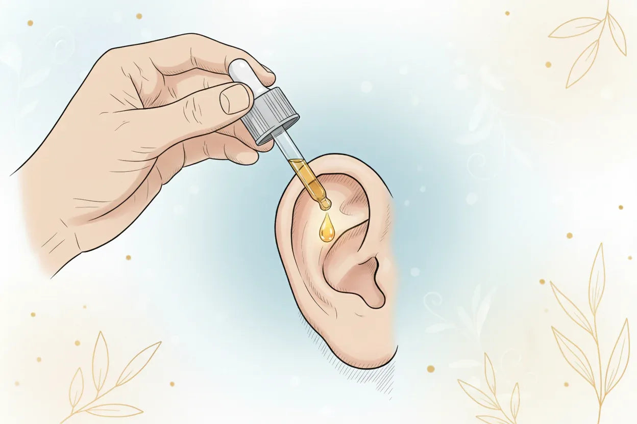 Anti-Bacterial Ear Aid Oil - Gentle Moisturizing Herbal Ear Care with Mullein, Garlic & Olive Oil - smittyslittlefarm